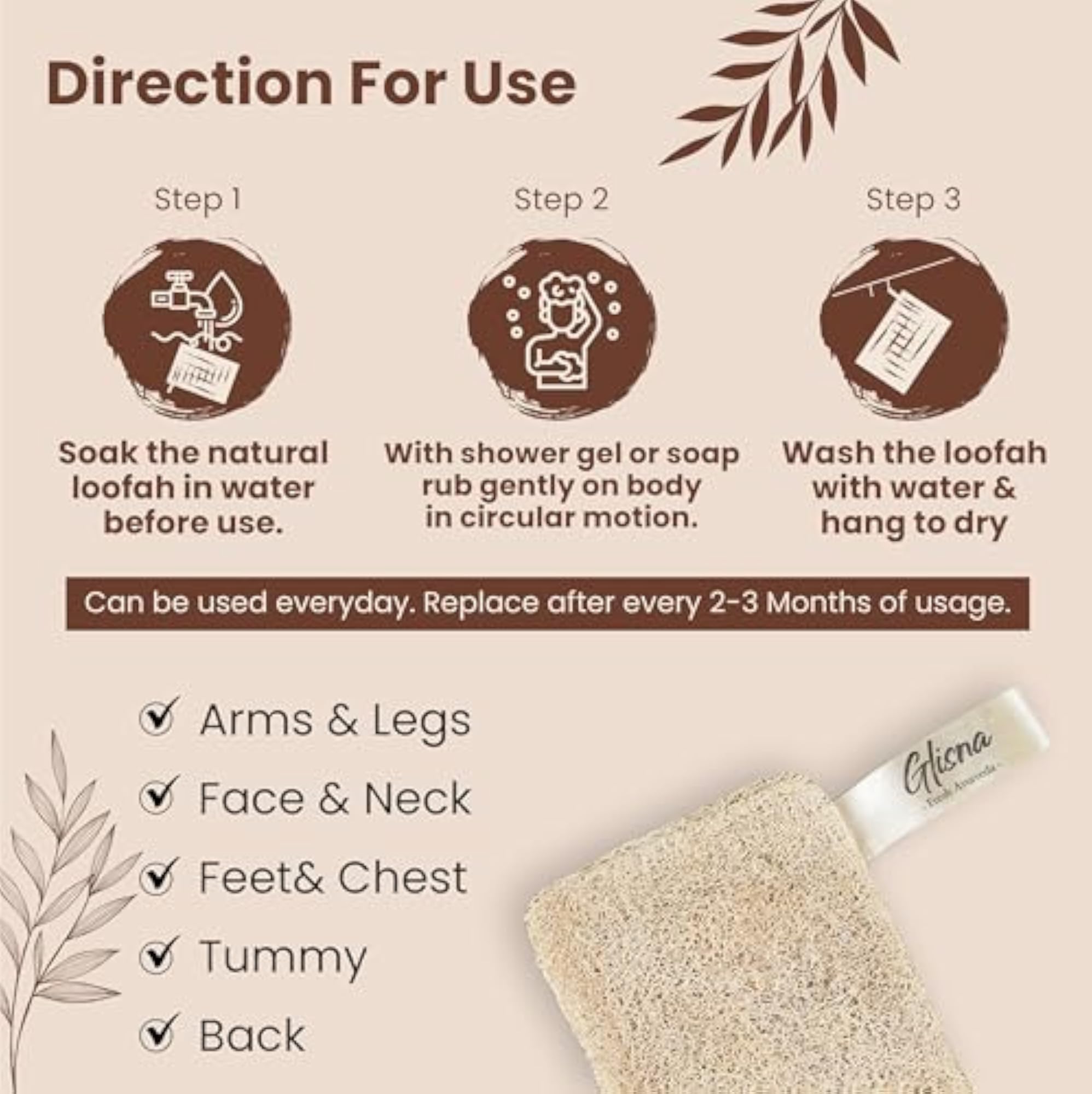 Natural Loofah for Bathing, Large Exfoliating Shower Scrubber